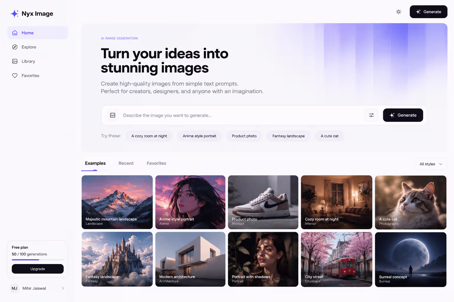 Dashboard interface mockup